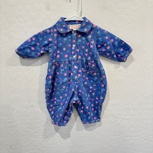 Jillian’s Closet Corduroy One Piece Bodysuit Girls 6 Months Floral Cotton Vtg